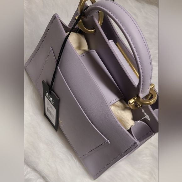 ZAC ZAC Posen Leather Earthette Small Double Compartment Satchel Color Lilac - Picture 6 of 8